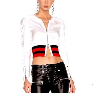 NEW ALEXANDER WANG RUCHED CROPPED SATIN JACKET 10
